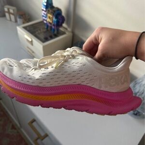 Hoka Kawana White and Pink Sneakers
